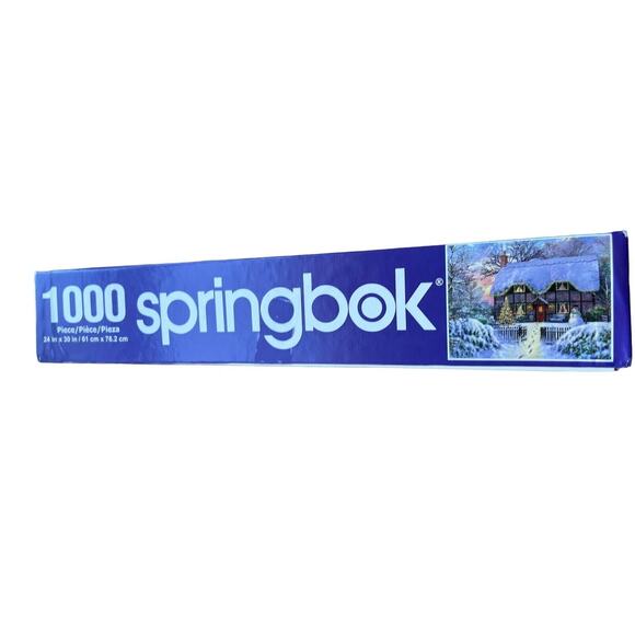 Springbok Yuletide Cottage Cabin Retreat 1000 Piece Puzzle Winter Scene - Picture 2 of 6